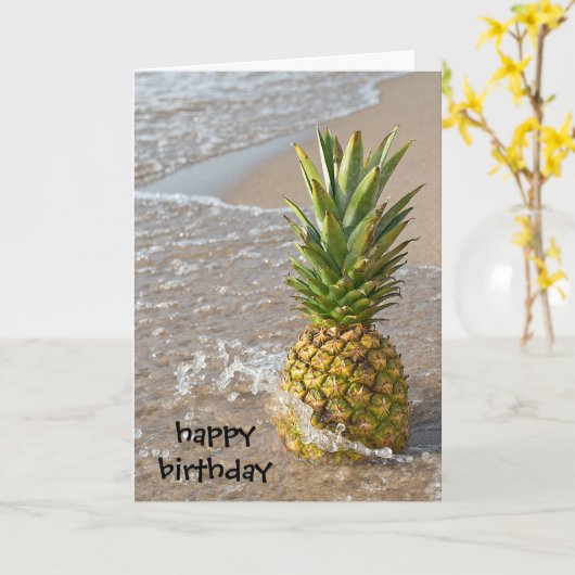 Ananas auf dem Strand Karte (Gelbe Blume)