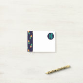 Ananas auf der Marine| Monogramm Post-it Klebezettel (Auf Schreibtisch)