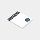 Ananas auf der Marine| Monogramm Post-it Klebezettel (angewinkelt)