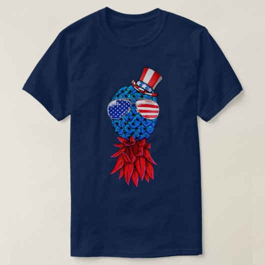 Ananas Auf der Rückseite Amerikanische Flagge Sonn T-Shirt (Design vorne)
