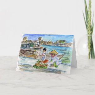 Ananas auf Dock Grußkarte oder Mitteilungskarten