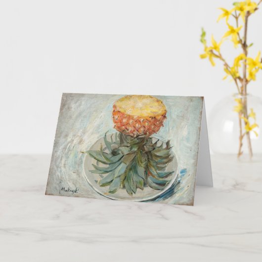Ananas auf einer Platte | Tadeusz Makowski Karte (Gelbe Blume)