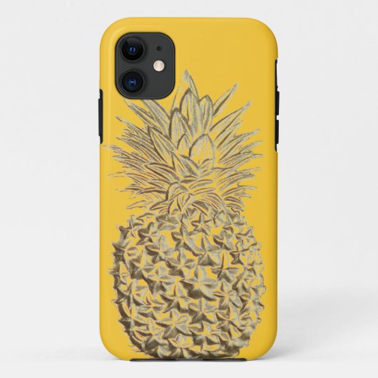 Ananas auf gelbem Gold Case-Mate iPhone Hülle (Rückseite)