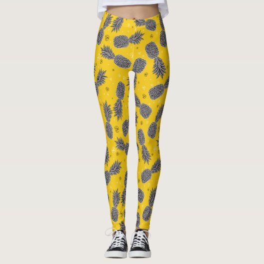 Ananas auf Gold 2 Leggings (Vorderseite)