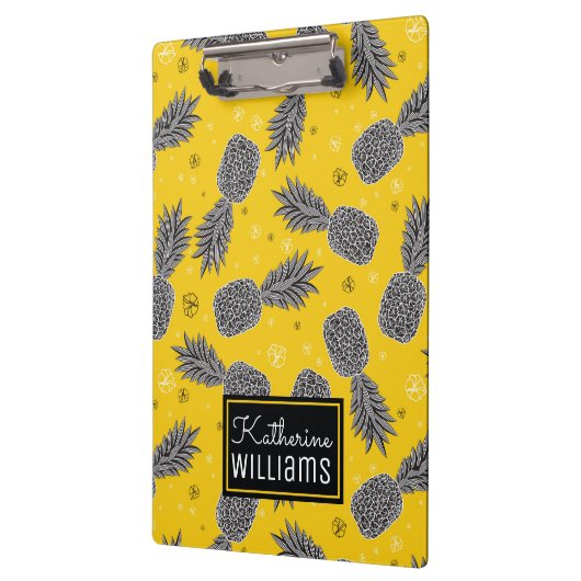 Ananas auf Gold | addieren Ihren Namen Klemmbrett (Links)