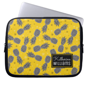 Ananas auf Gold addieren Ihren Namen Laptopschutzhülle