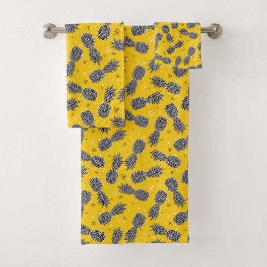 Ananas auf Gold Badhandtuch Set (Insitu)