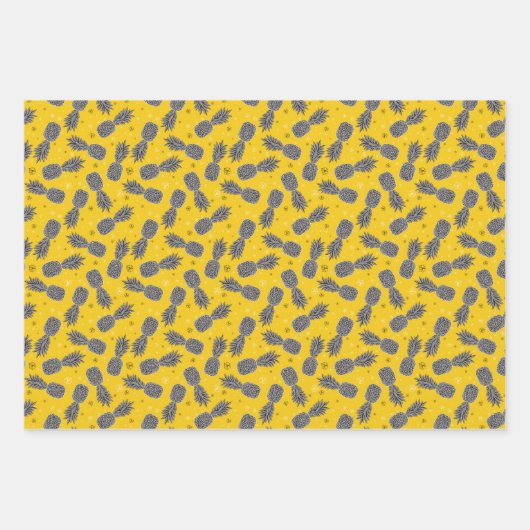Ananas auf Gold Geschenkpapier Set (Vorderseite)
