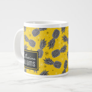 Ananas auf Gold  Name hinzufügen Jumbo-Tasse