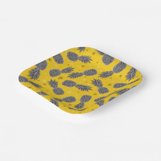 Ananas auf Gold Pappteller (Gewinkelt)