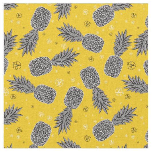 Ananas auf Gold Stoff (Nahaufnahme)