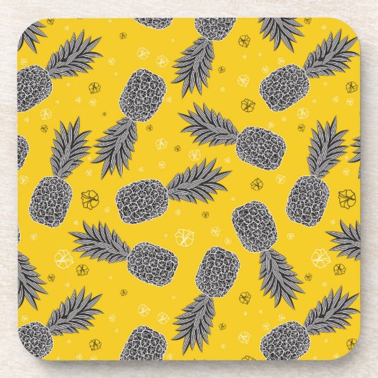 Ananas auf Gold Untersetzer (Vorderseite)