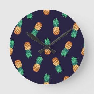 Ananas auf Marine Runde Wanduhr