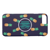 Ananas auf Monogramm der Marine-| Case-Mate iPhone Hülle (Rückseite (Horizontal))