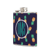 Ananas auf Monogramm der Marine-| Flachmann (Links)