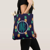 Ananas auf Monogramm der Marine-| Tasche (Von Nahem)