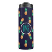Ananas auf Monogramm der Marine-| Thermosbecher (Vorderseite)