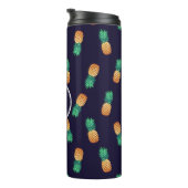 Ananas auf Monogramm der Marine-| Thermosbecher (Nach rechts gedreht)