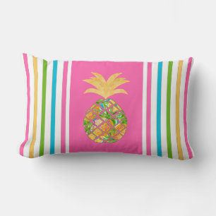 Ananas auf Pastel Stripe Lendenkissen