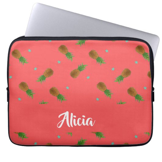 Ananas auf rosa laptopschutzhülle (Vorderseite)
