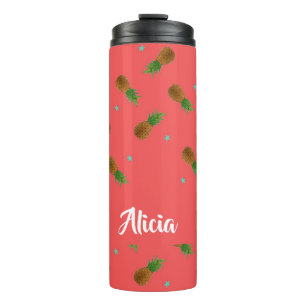 Ananas auf rosa thermosbecher