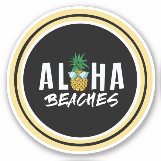 Ananas-Aufkleber "Aloha Beaches" Aufkleber (Vorderseite)