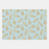 Ananas aus Gold auf Blue Geschenkpapier Set (Vorderseite 2)