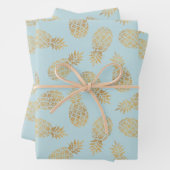 Ananas aus Gold auf Blue Geschenkpapier Set (Beispiel)