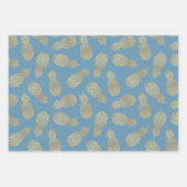 Ananas aus Gold auf Blue Geschenkpapier Set (Vorderseite 3)