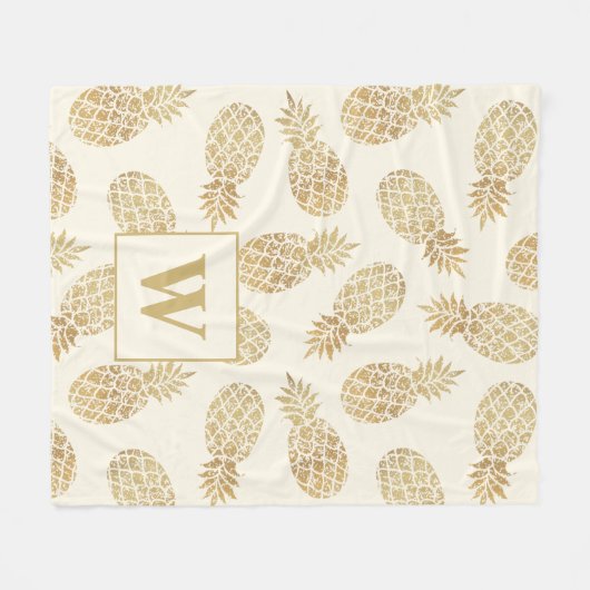 Ananas aus Gold auf der Elfenbeinmonografie Fleecedecke (Vorderseite (Horizontal))