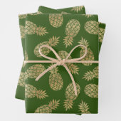Ananas aus Gold auf Grün Geschenkpapier Set (Beispiel)