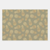 Ananas aus Gold auf Oliven Green Geschenkpapier Set (Vorderseite 2)