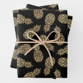Ananas aus Gold auf Schwarz Geschenkpapier Set (Beispiel)
