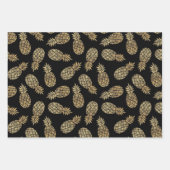 Ananas aus Gold auf Schwarz Geschenkpapier Set (Vorderseite)