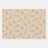 Ananas aus Gold auf Taupe Geschenkpapier Set (Vorderseite 3)