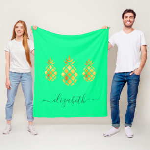Ananas aus Gold, Neo-Minze-Monogramm Fleecedecke