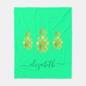 Ananas aus Gold, Neo-Minze-Monogramm Fleecedecke (Vorderseite)