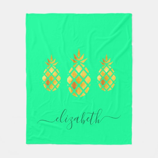 Ananas aus Gold, Neo-Minze-Monogramm Fleecedecke (Vorderseite)