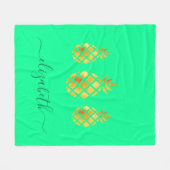 Ananas aus Gold, Neo-Minze-Monogramm Fleecedecke (Vorderseite (Horizontal))