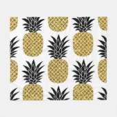 Ananas aus Gold: Von Hand Gezeichnet Weiß nahtlos. Fleecedecke (Vorderseite (Horizontal))