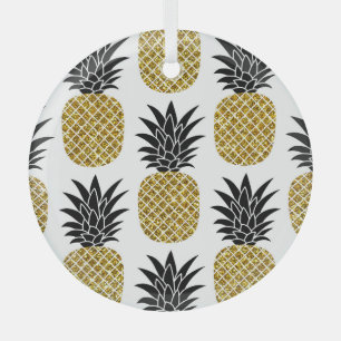 Ananas aus Gold: Von Hand Gezeichnet Weiß nahtlos. Ornament Aus Glas