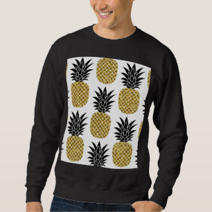 Ananas aus Gold: Von Hand Gezeichnet Weiß nahtlos. Sweatshirt