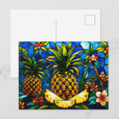 Ananas aus Hartglas und tropische Blume Postkarte (Vorne/Hinten)