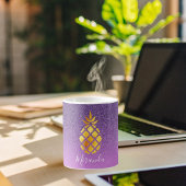 Ananas aus lila rosa Glitzer Kaffeetasse