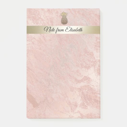 Ananas aus Minimalistischer Rose Post-it Klebezettel (Vorderseite)