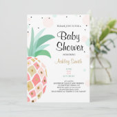 Ananas Baby Dusche Einladung Tropical Bridal (Stehend Vorderseite)