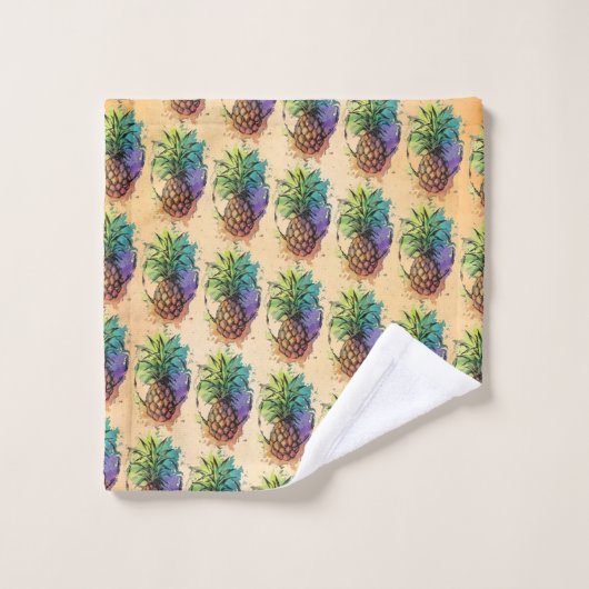 Ananas Badhandtuch Set (Waschlappen)