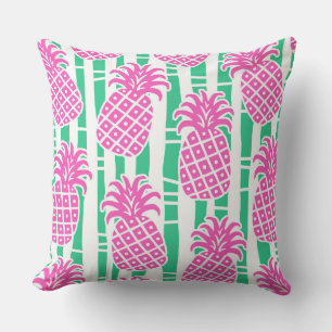 Ananas Bambus Streifen Pink & Green Muster Kissen