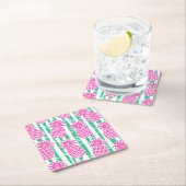 Ananas Bambus Streifen Pink & Green Muster Rechteckiger Pappuntersetzer (Vor Ort)