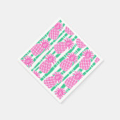 Ananas Bambus Streifen Pink & Green Muster Serviette (Ecke)